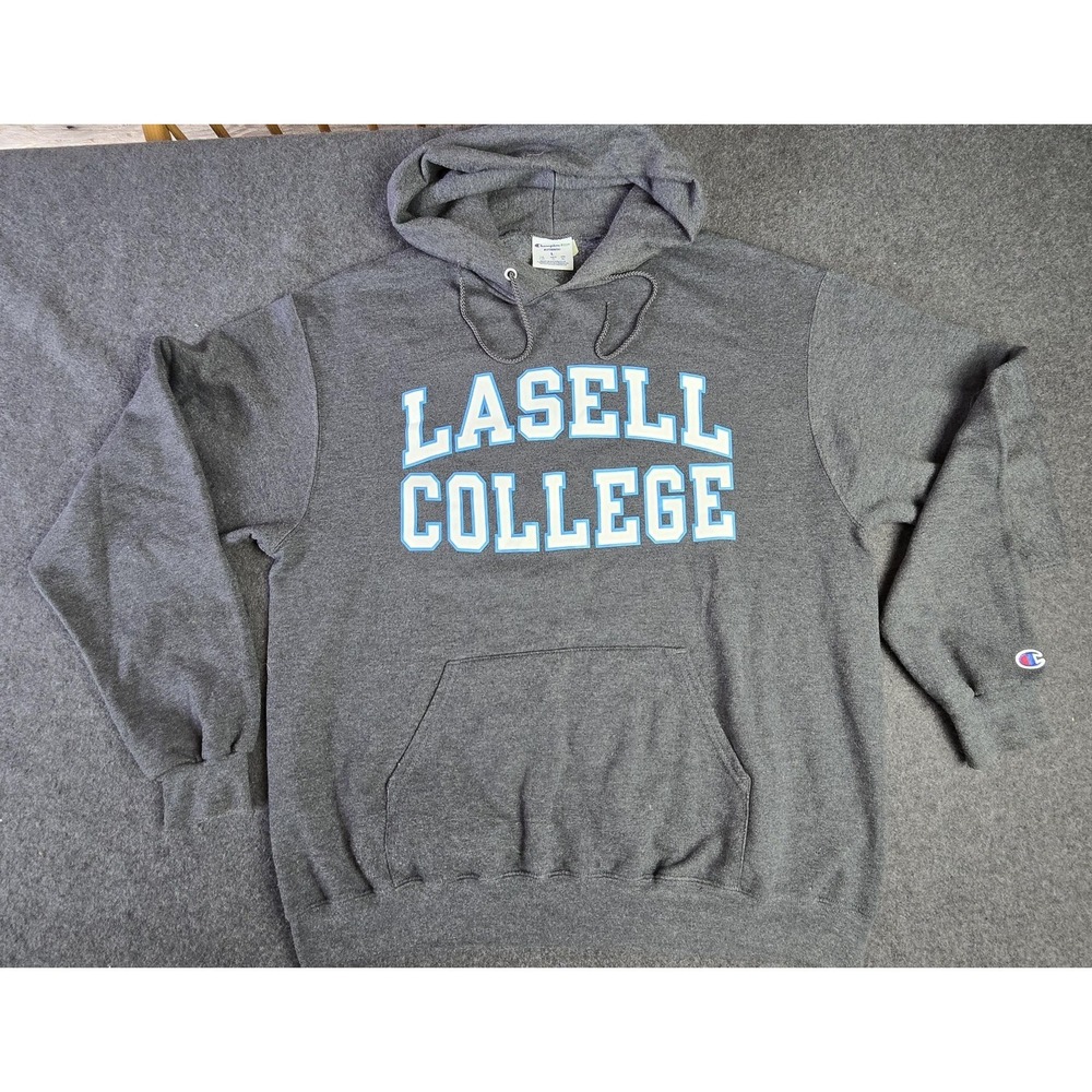 Champion Lasell College Hoodie Mens Large Pullover Sweatshirt Eco Fleece Kangaro